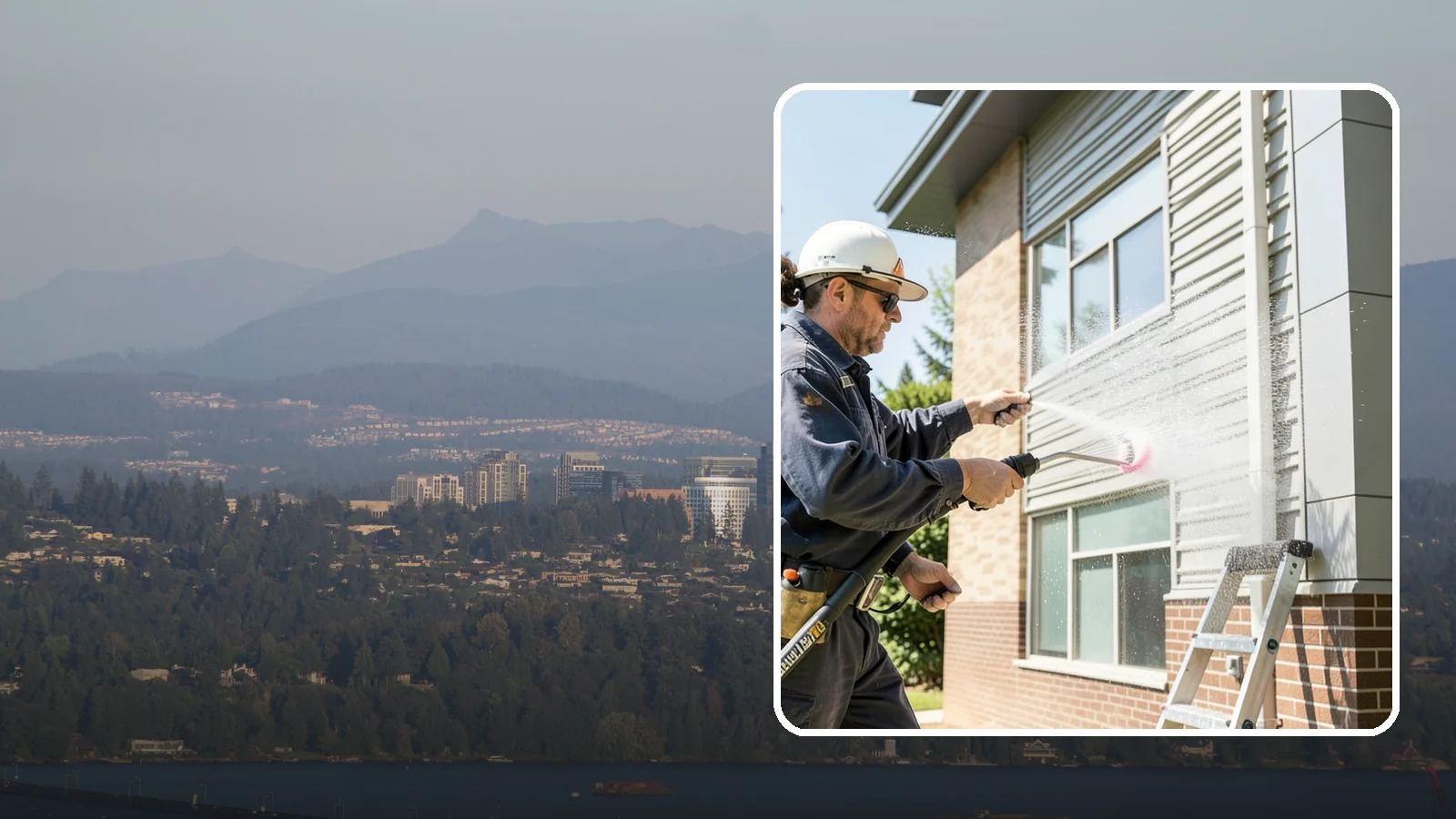 Gutter Face Cleaning in Medina, King County, WA - Straightforward cleaning of the visible gutter faces to clear grime, cobwebs, and organic film.