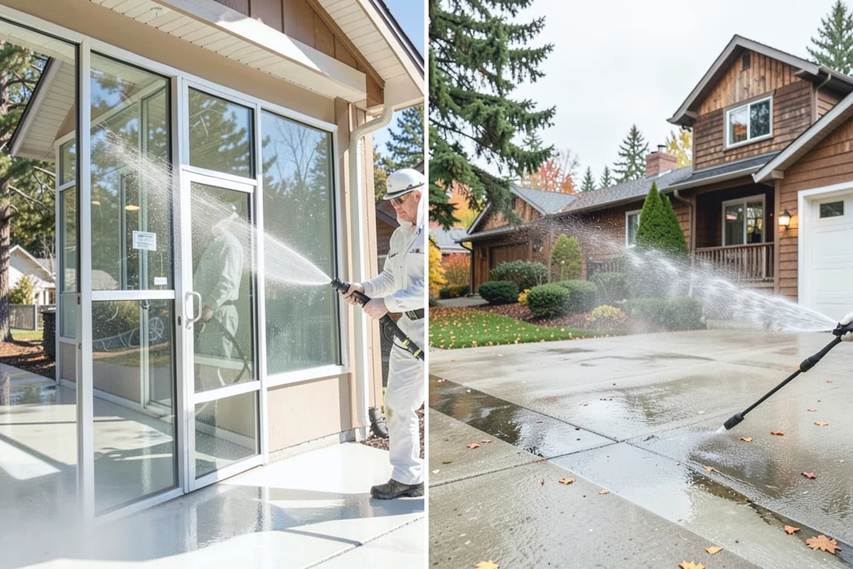 Gutter Face Cleaning in Medina, King County, WA - Rinse the faces to knock down loose grime
