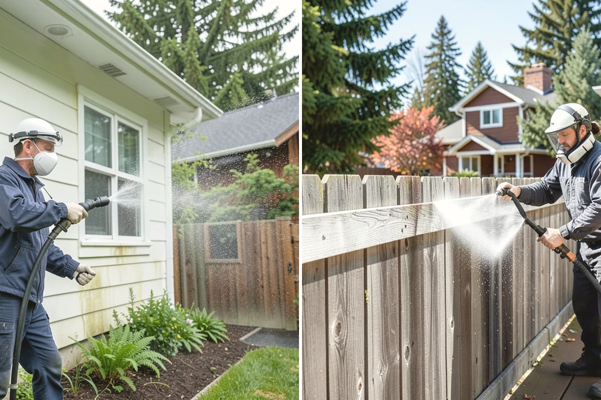 Gutter Face Cleaning in Mercer Island, King County, WA - Rinse the faces to knock down loose grime