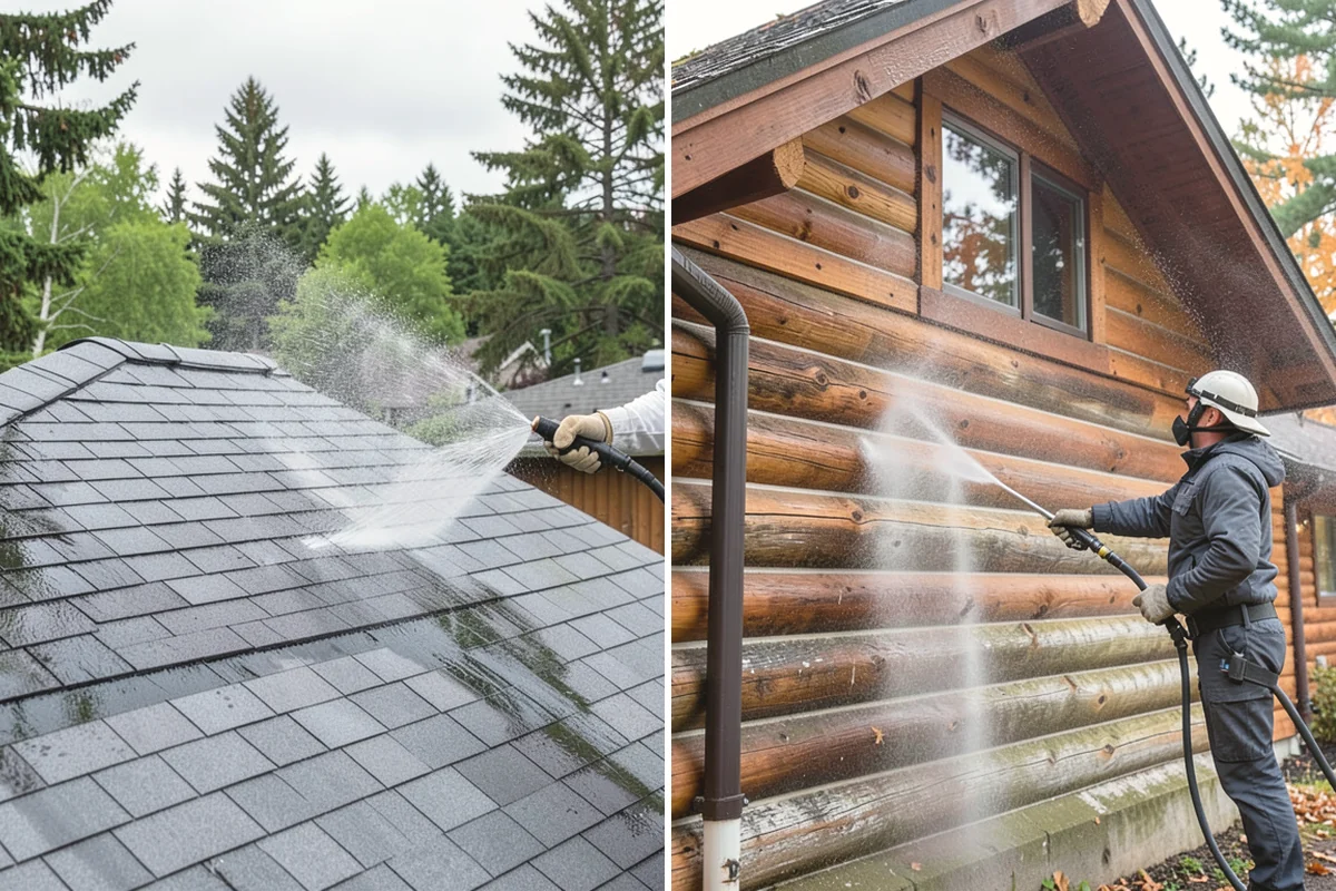 Gutter Face Cleaning in Mill Creek, Snohomish County, WA - Rinse the faces to knock down loose grime