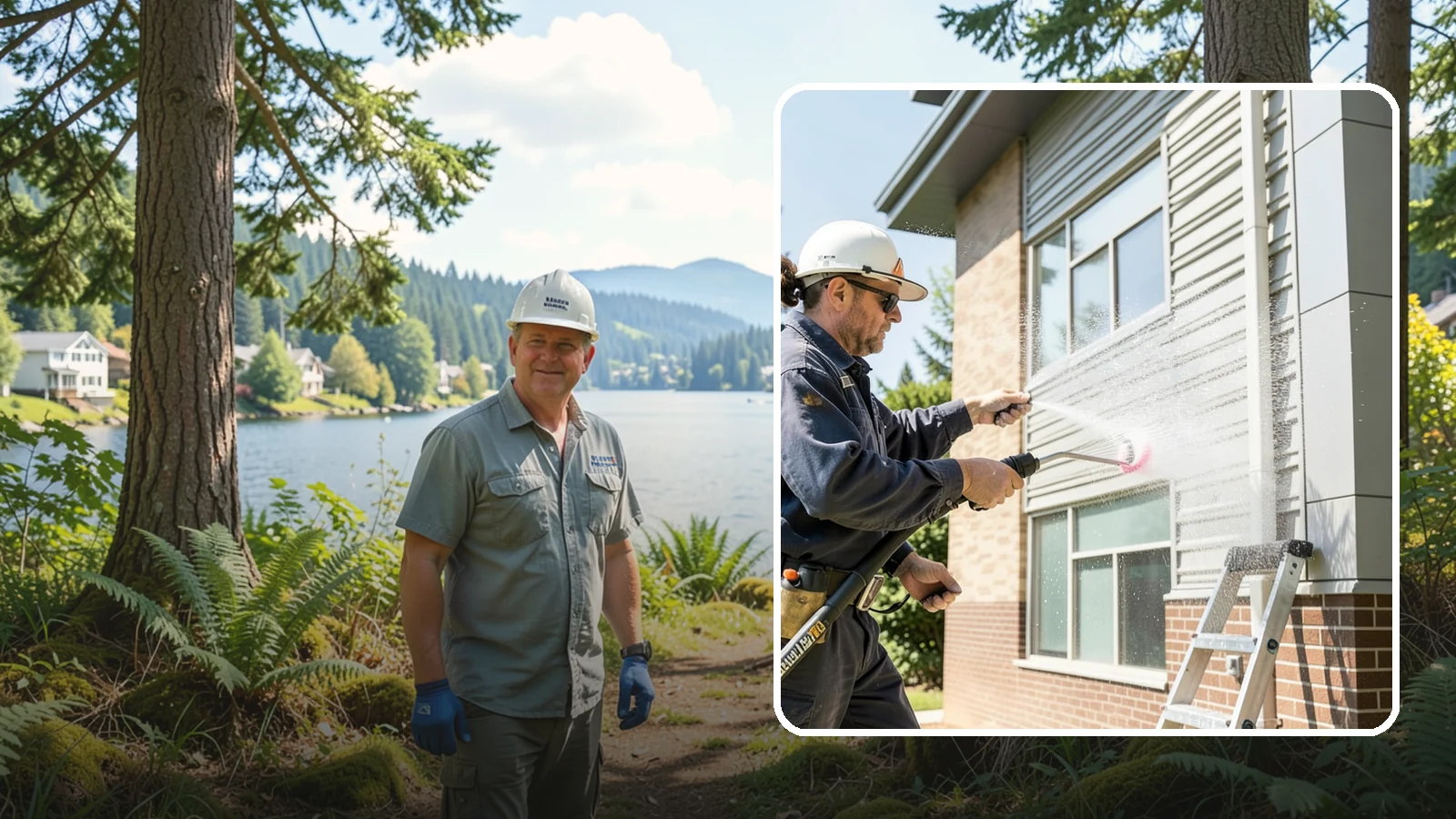 Gutter Face Cleaning in Milton, King County, WA - Straightforward cleaning of the visible gutter faces to clear grime, cobwebs, and organic film.