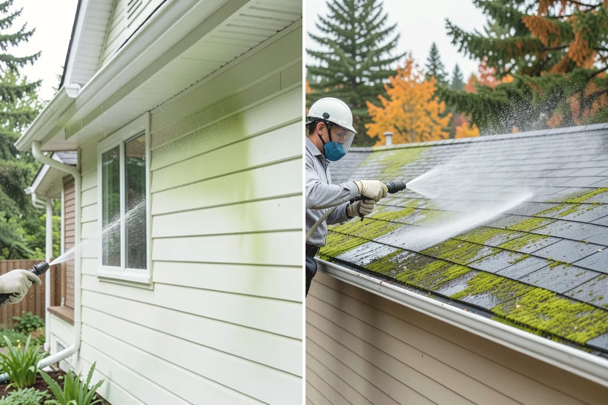 Gutter Face Cleaning in Monroe, Snohomish County, WA - Rinse the faces to knock down loose grime