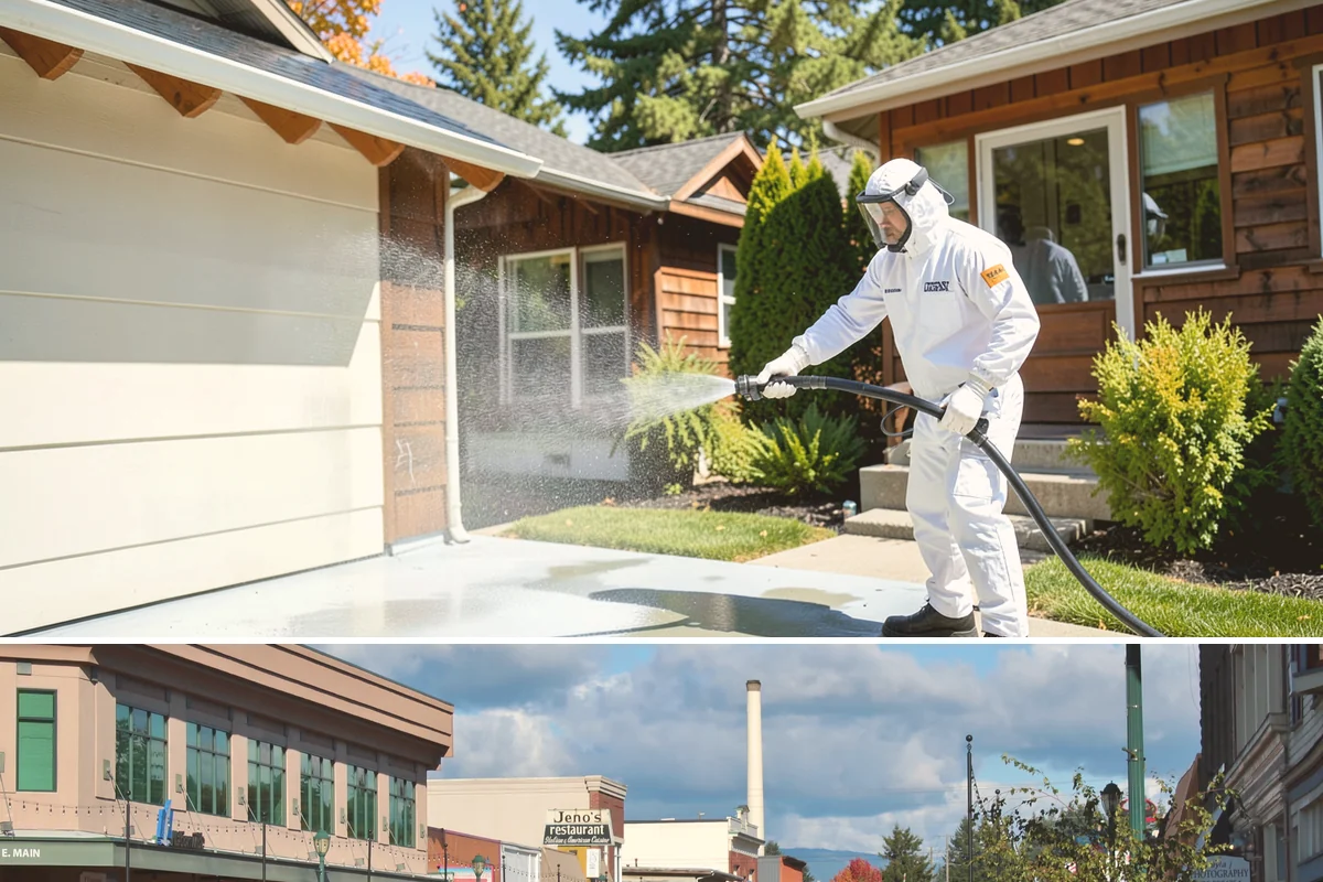 Gutter Face Cleaning in Monroe, Snohomish County, WA - A spring face cleaning clears off the winter's accumulated film and pollen ahead of summer.