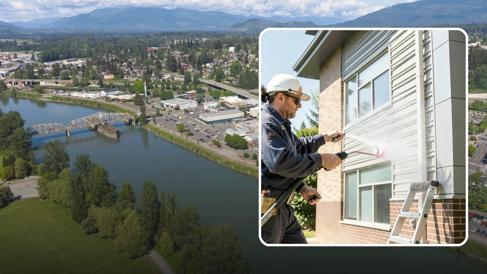 Gutter Face Cleaning in Mount Vernon, Skagit County, WA - Straightforward cleaning of the visible gutter faces to clear grime, cobwebs, and organic film.