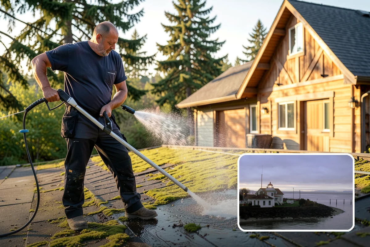 Gutter Face Cleaning in Mukilteo, Snohomish County, WA - Clears everyday grime, pollen, and green film from the faces