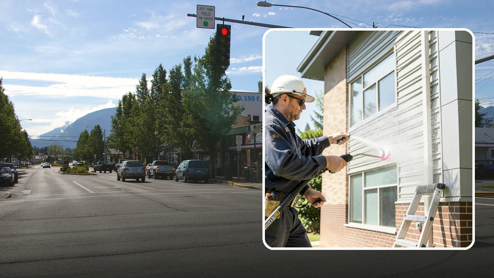Gutter Face Cleaning in North Bend, King County, WA - Straightforward cleaning of the visible gutter faces to clear grime, cobwebs, and organic film.