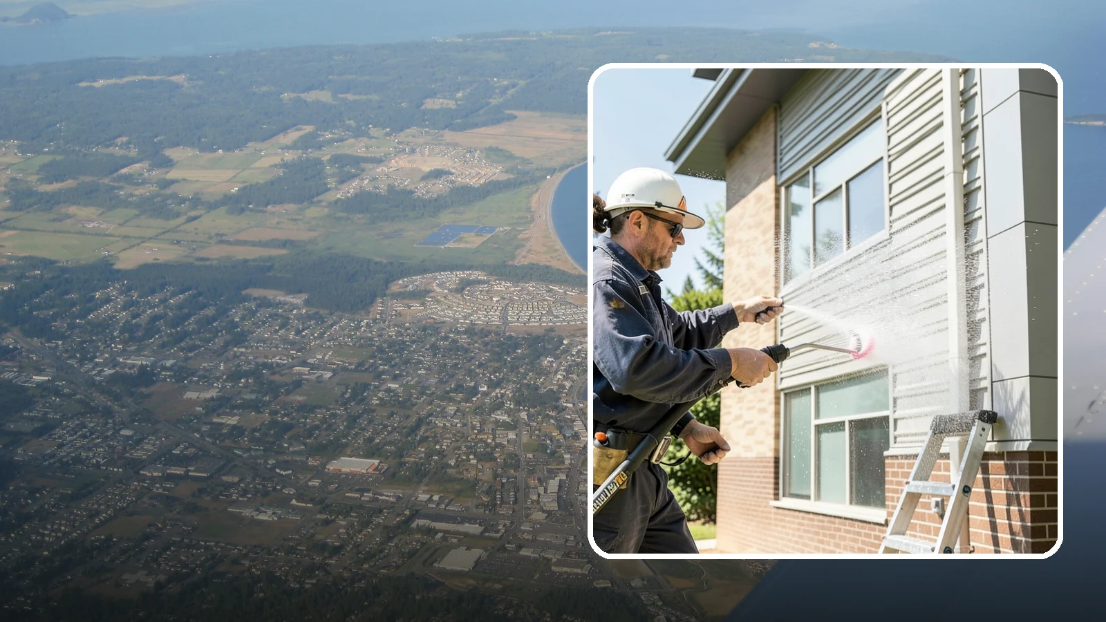 Gutter Face Cleaning in Oak Harbor, Island County, WA - Straightforward cleaning of the visible gutter faces to clear grime, cobwebs, and organic film.