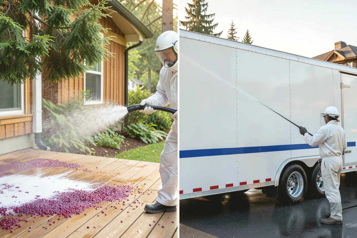 Gutter Face Cleaning in Oak Harbor, Island County, WA - Rinse the faces to knock down loose grime