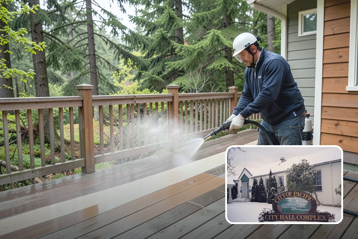 Gutter Face Cleaning in Pacific, King County, WA - Clears everyday grime, pollen, and green film from the faces