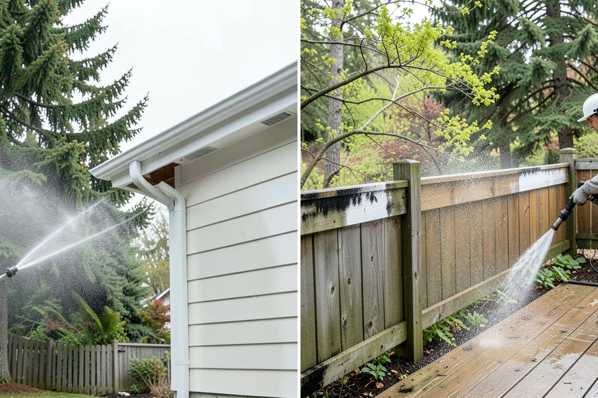 Gutter Face Cleaning in Pacific, King County, WA - Rinse the faces to knock down loose grime