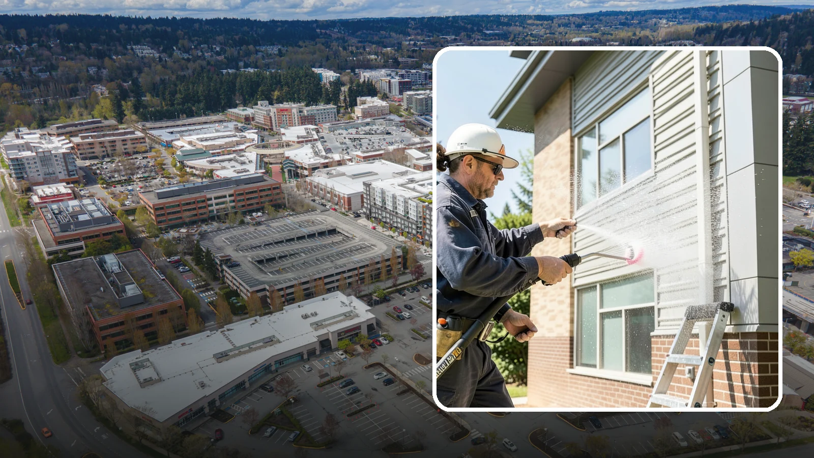 Gutter Face Cleaning in Redmond, King County, WA - Straightforward cleaning of the visible gutter faces to clear grime, cobwebs, and organic film.