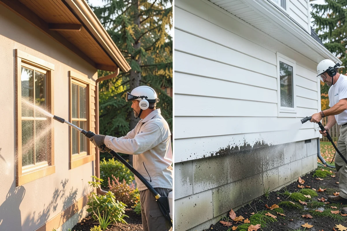 Gutter Face Cleaning in Redmond, King County, WA - Rinse the faces to knock down loose grime