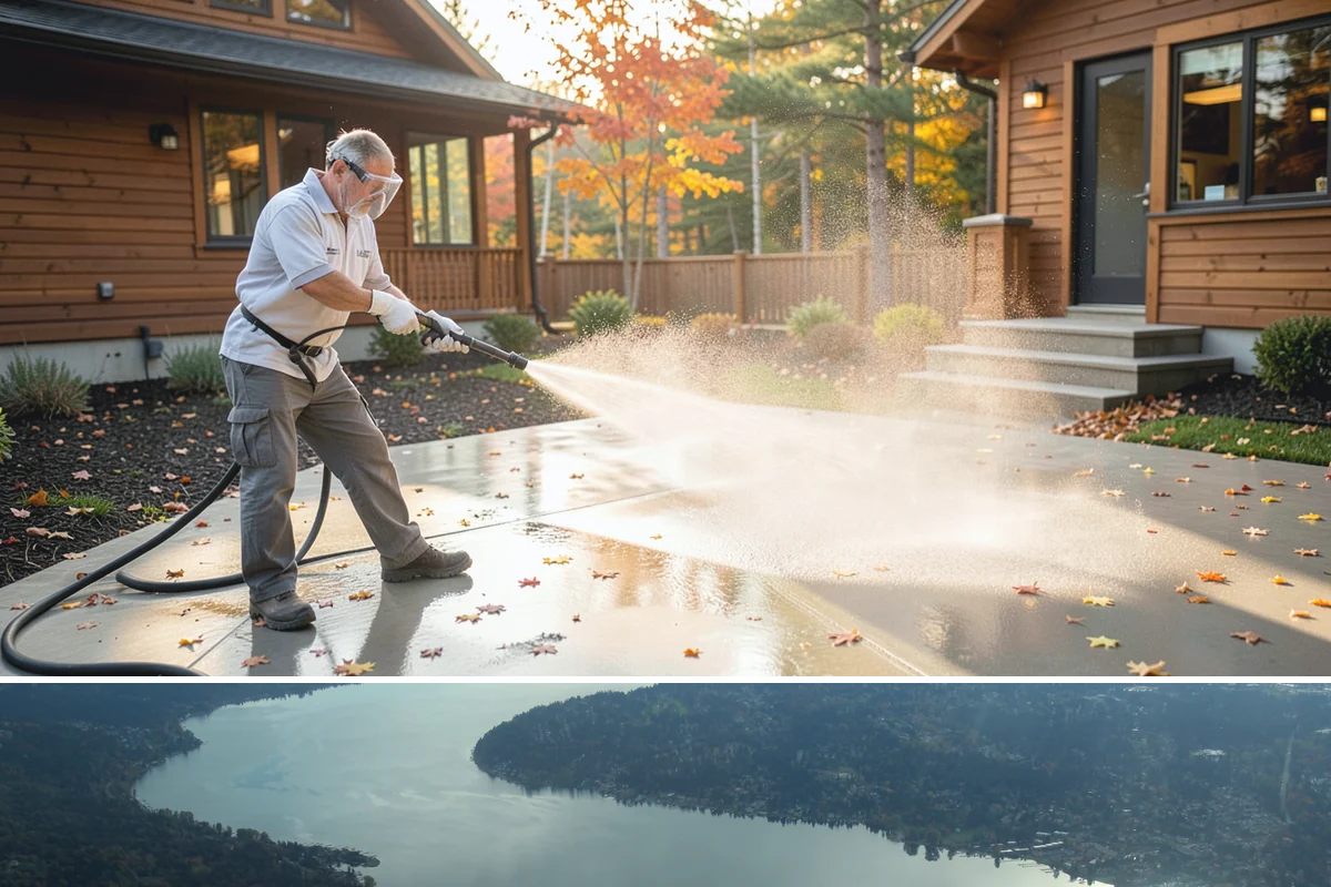 Gutter Face Cleaning in Sammamish, King County, WA - A spring face cleaning clears off the winter's accumulated film and pollen ahead of summer.