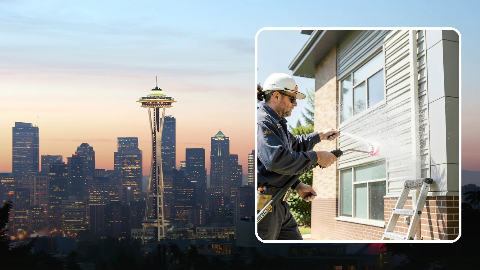 Gutter Face Cleaning in Seattle, King County, WA - Straightforward cleaning of the visible gutter faces to clear grime, cobwebs, and organic film.