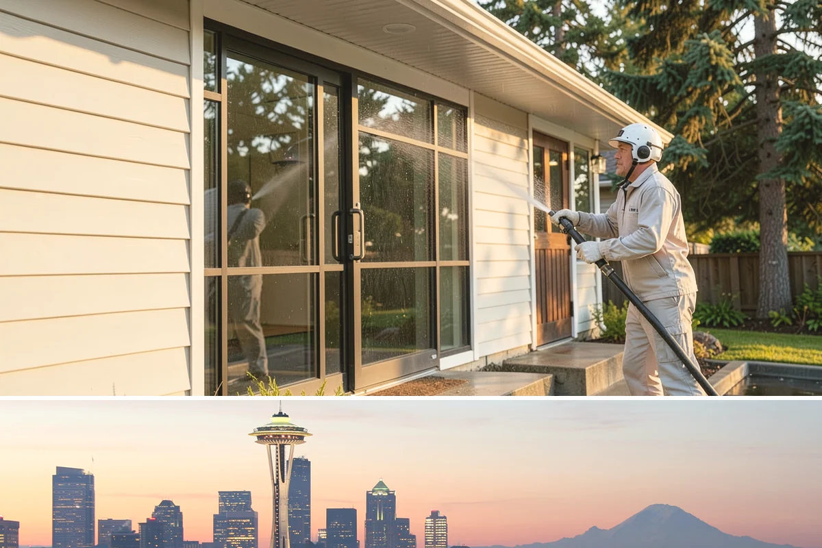 Gutter Face Cleaning in Seattle, King County, WA - A spring face cleaning clears off the winter's accumulated film and pollen ahead of summer.