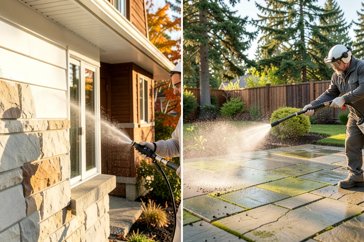 Gutter Face Cleaning in Sedro-Woolley, Skagit County, WA - Rinse the faces to knock down loose grime