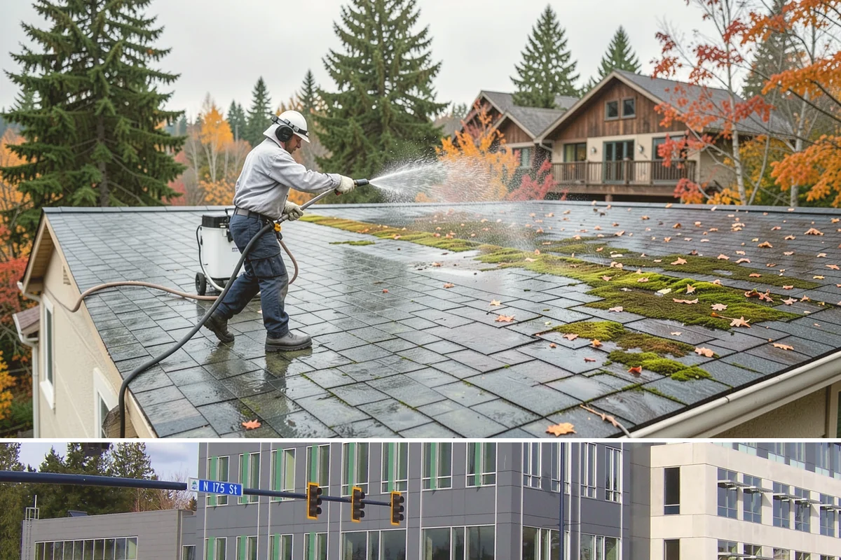Gutter Face Cleaning in Shoreline, King County, WA - A spring face cleaning clears off the winter's accumulated film and pollen ahead of summer.