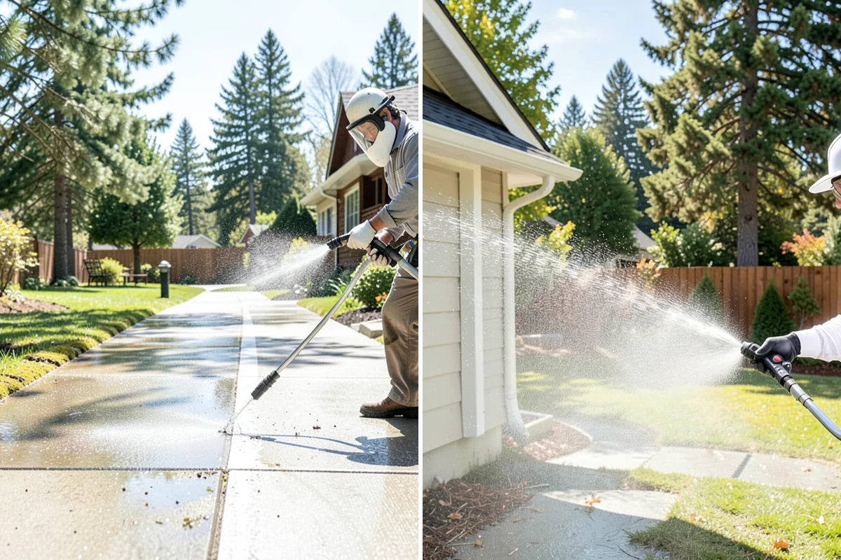 Gutter Face Cleaning in Snoqualmie, King County, WA - Rinse the faces to knock down loose grime