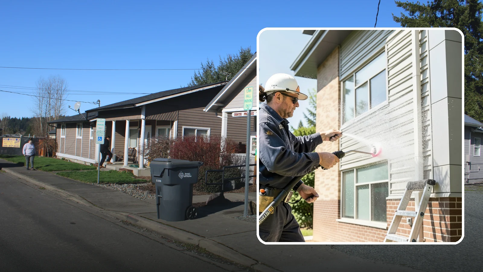 Gutter Face Cleaning in South Prairie, Pierce County, WA - Straightforward cleaning of the visible gutter faces to clear grime, cobwebs, and organic film.