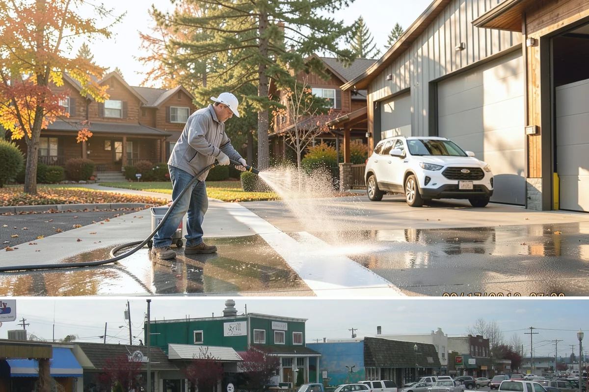 Gutter Face Cleaning in Stanwood, Snohomish County, WA - A spring face cleaning clears off the winter's accumulated film and pollen ahead of summer.