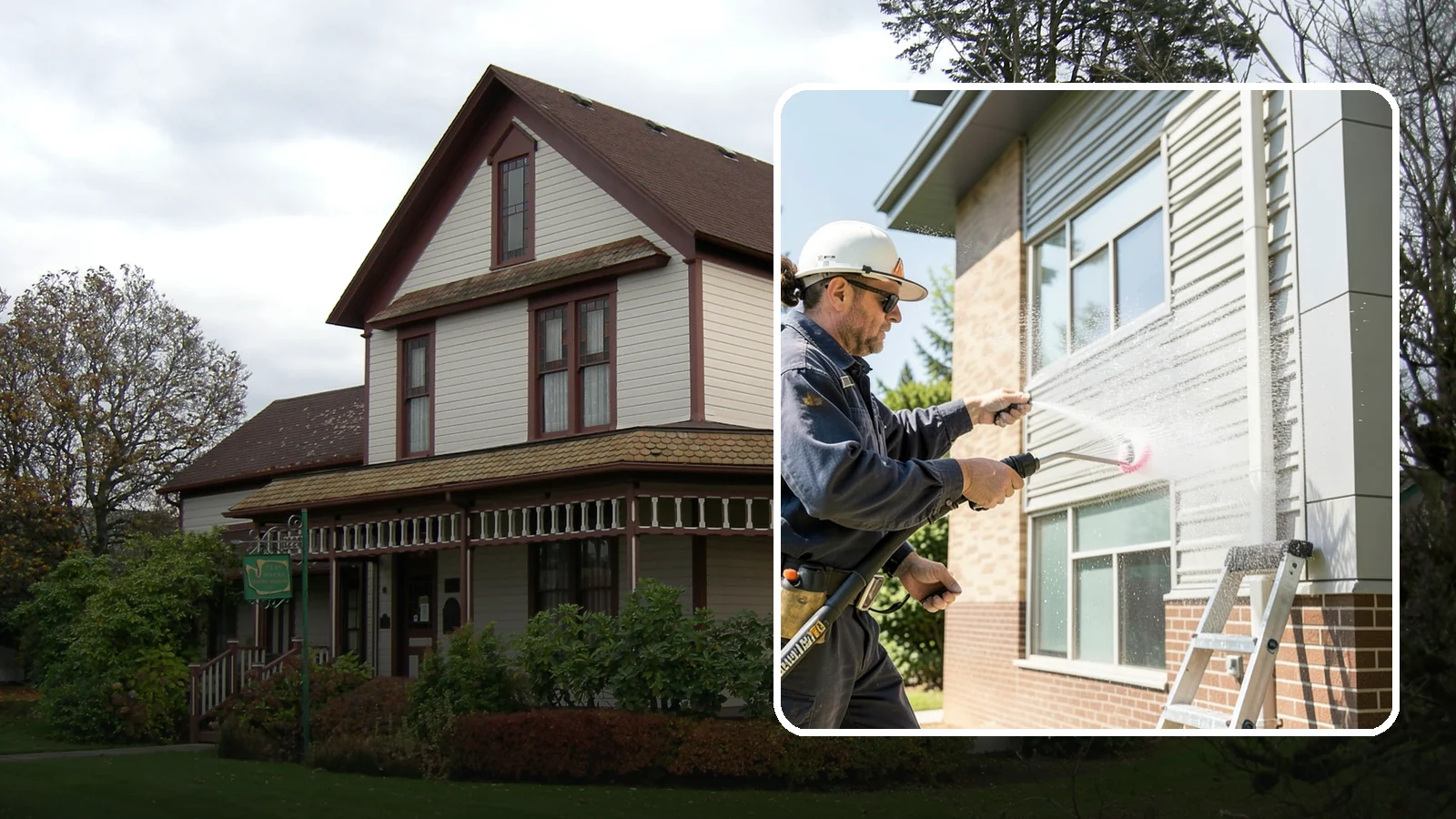 Gutter Face Cleaning in Sumner, Pierce County, WA - Straightforward cleaning of the visible gutter faces to clear grime, cobwebs, and organic film.