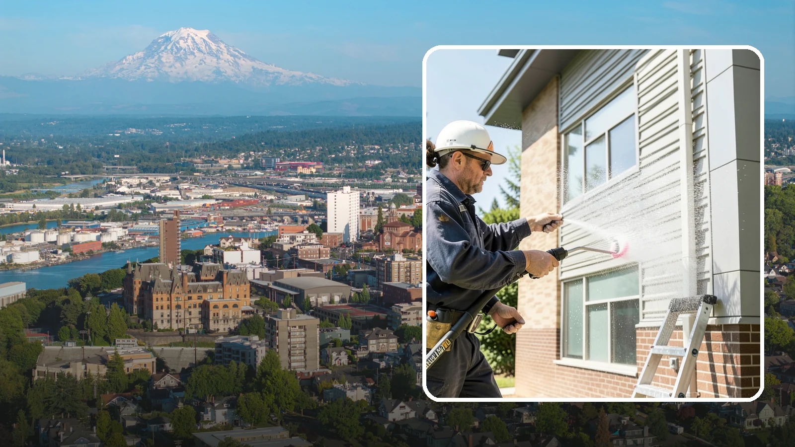 Gutter Face Cleaning in Tacoma, Pierce County, WA - Straightforward cleaning of the visible gutter faces to clear grime, cobwebs, and organic film.