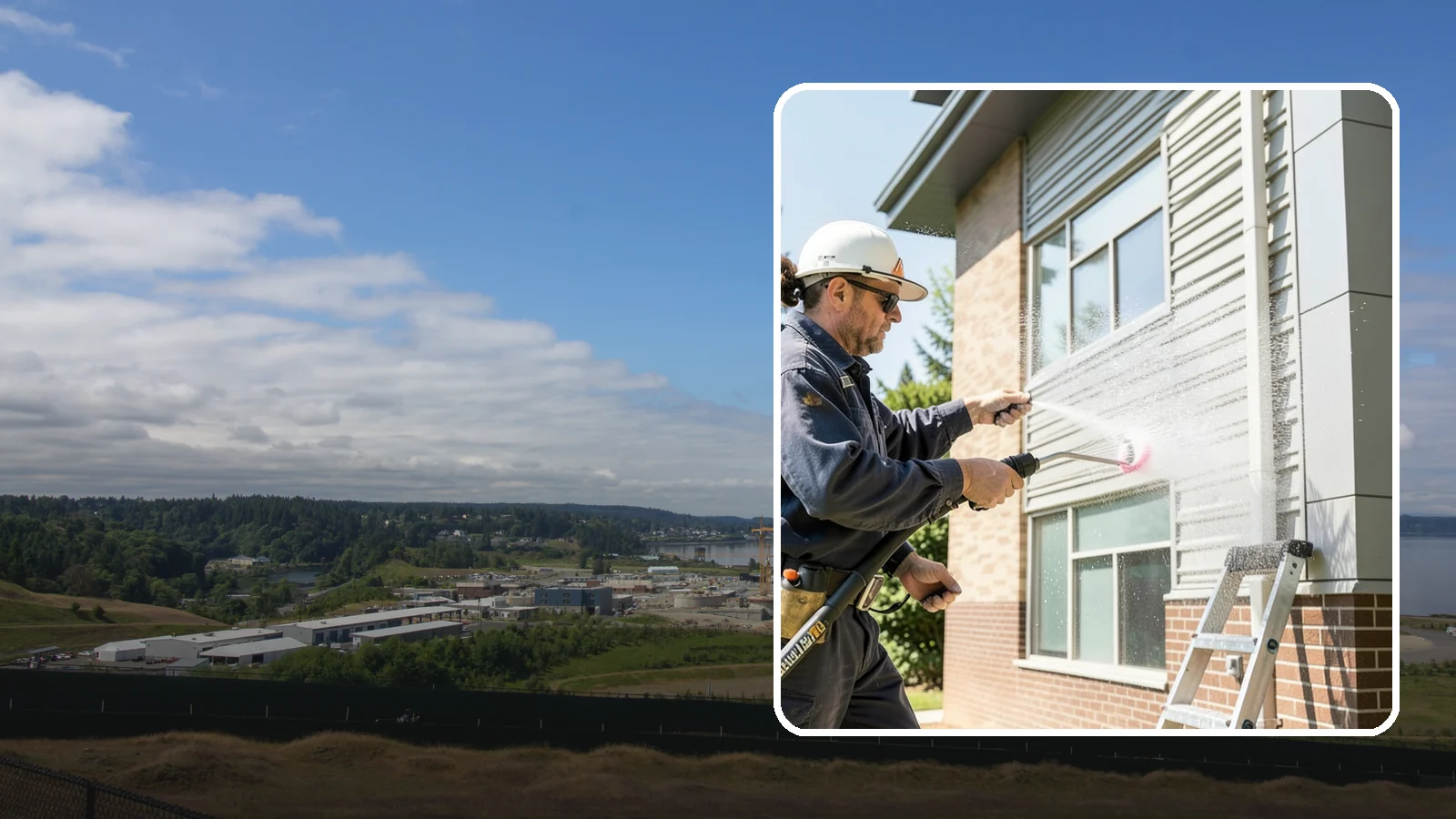 Gutter Face Cleaning in University Place, Pierce County, WA - Straightforward cleaning of the visible gutter faces to clear grime, cobwebs, and organic film.