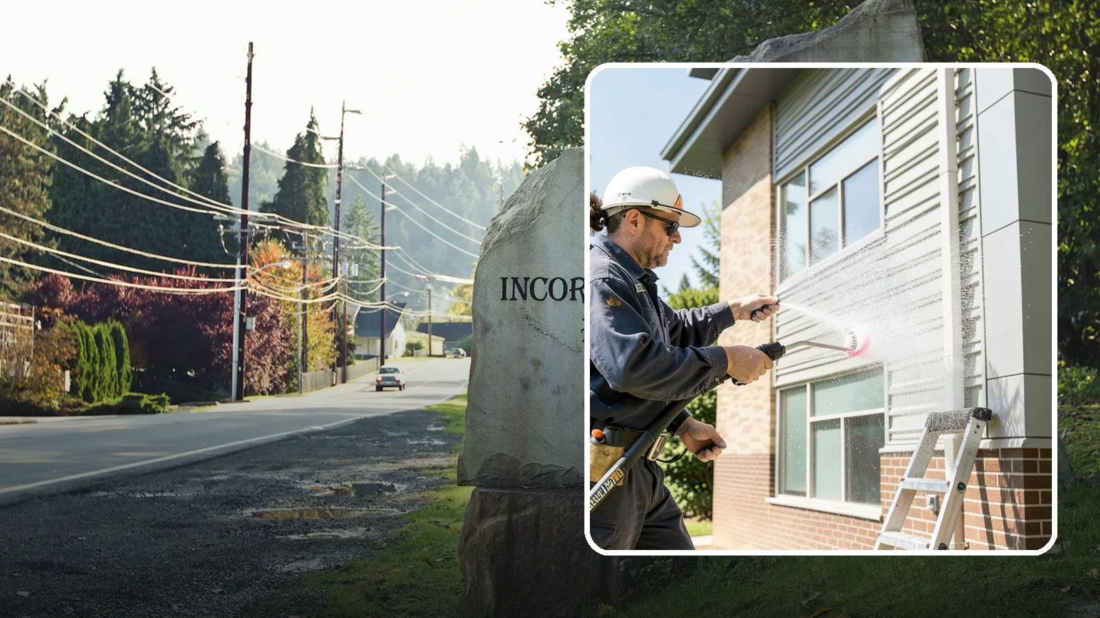 Gutter Face Cleaning in Wilkeson, Pierce County, WA - Straightforward cleaning of the visible gutter faces to clear grime, cobwebs, and organic film.