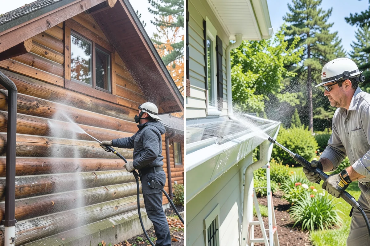 Gutter Face Cleaning in Woodinville, King County, WA - Rinse the faces to knock down loose grime