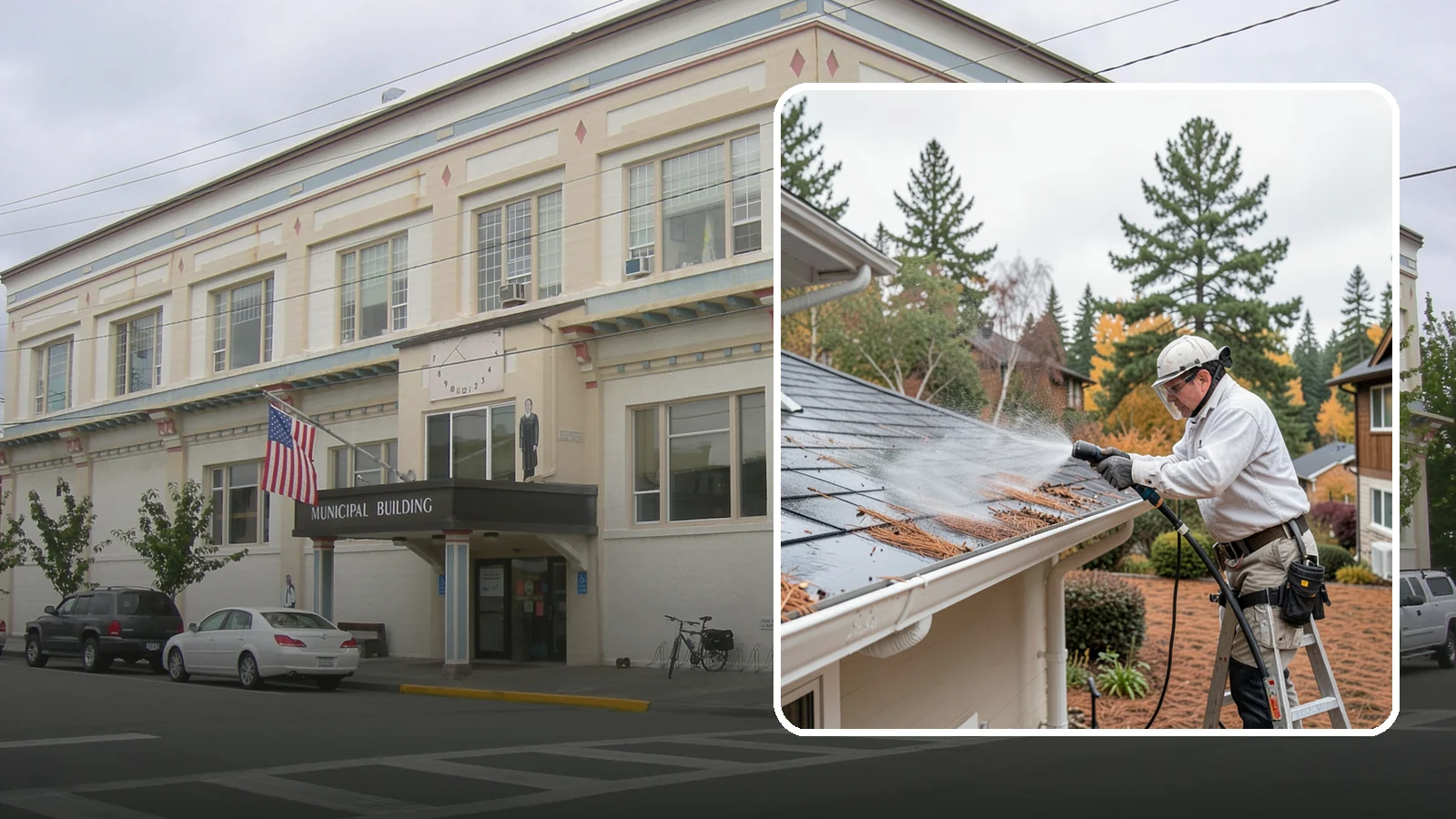 Gutter Guard Cleaning in Anacortes, Skagit County, WA - Cleaning of gutter guards and the debris that mats on top of them in needle-heavy Northwest yards.