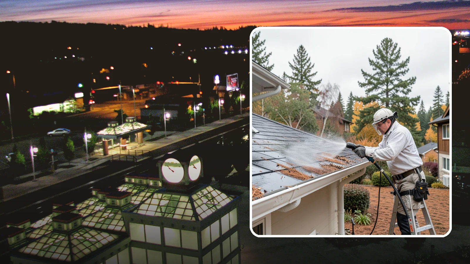 Gutter Guard Cleaning in Auburn, King County, WA - Cleaning of gutter guards and the debris that mats on top of them in needle-heavy Northwest yards.
