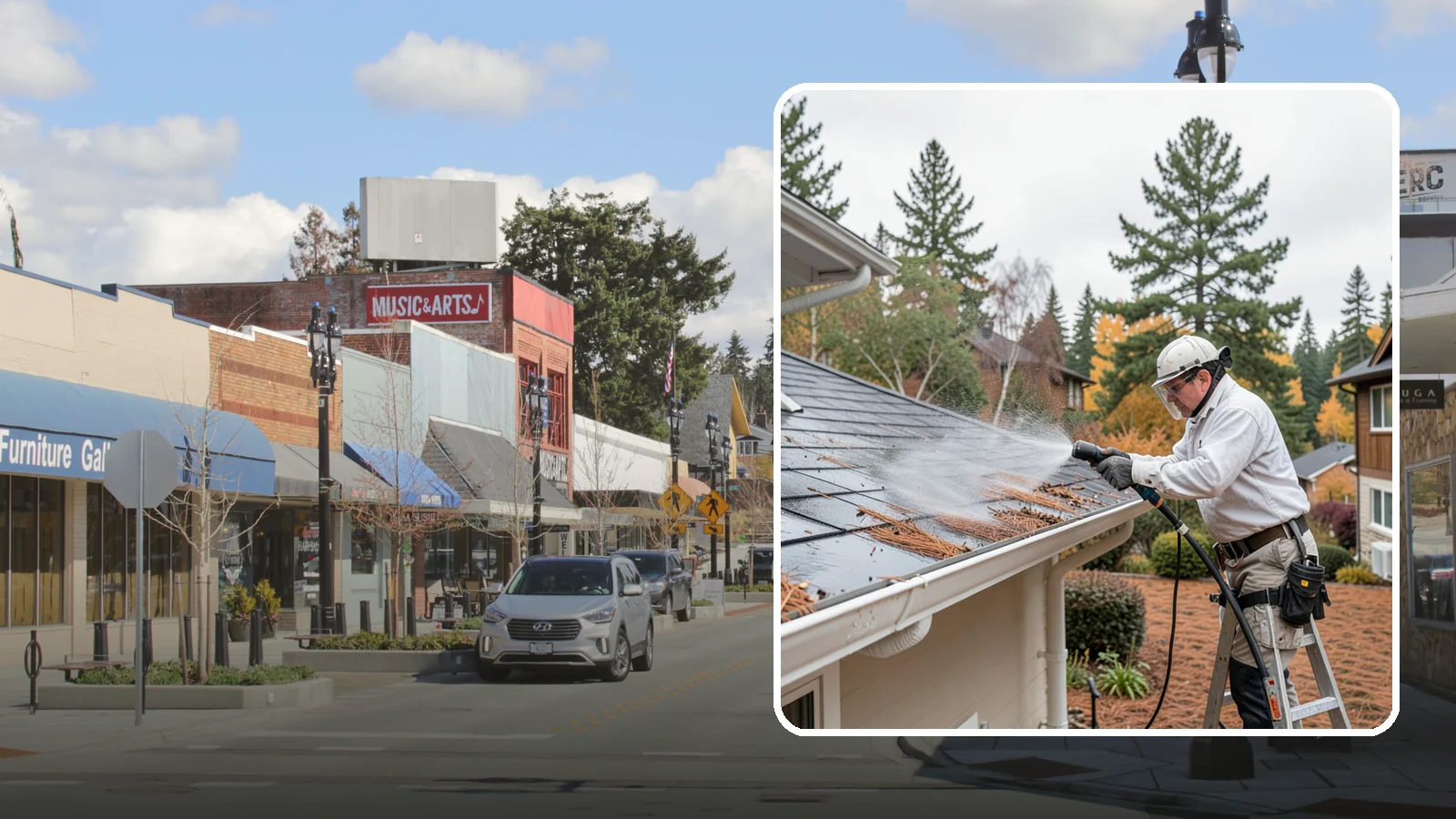Gutter Guard Cleaning in Bothell, King County, WA - Cleaning of gutter guards and the debris that mats on top of them in needle-heavy Northwest yards.