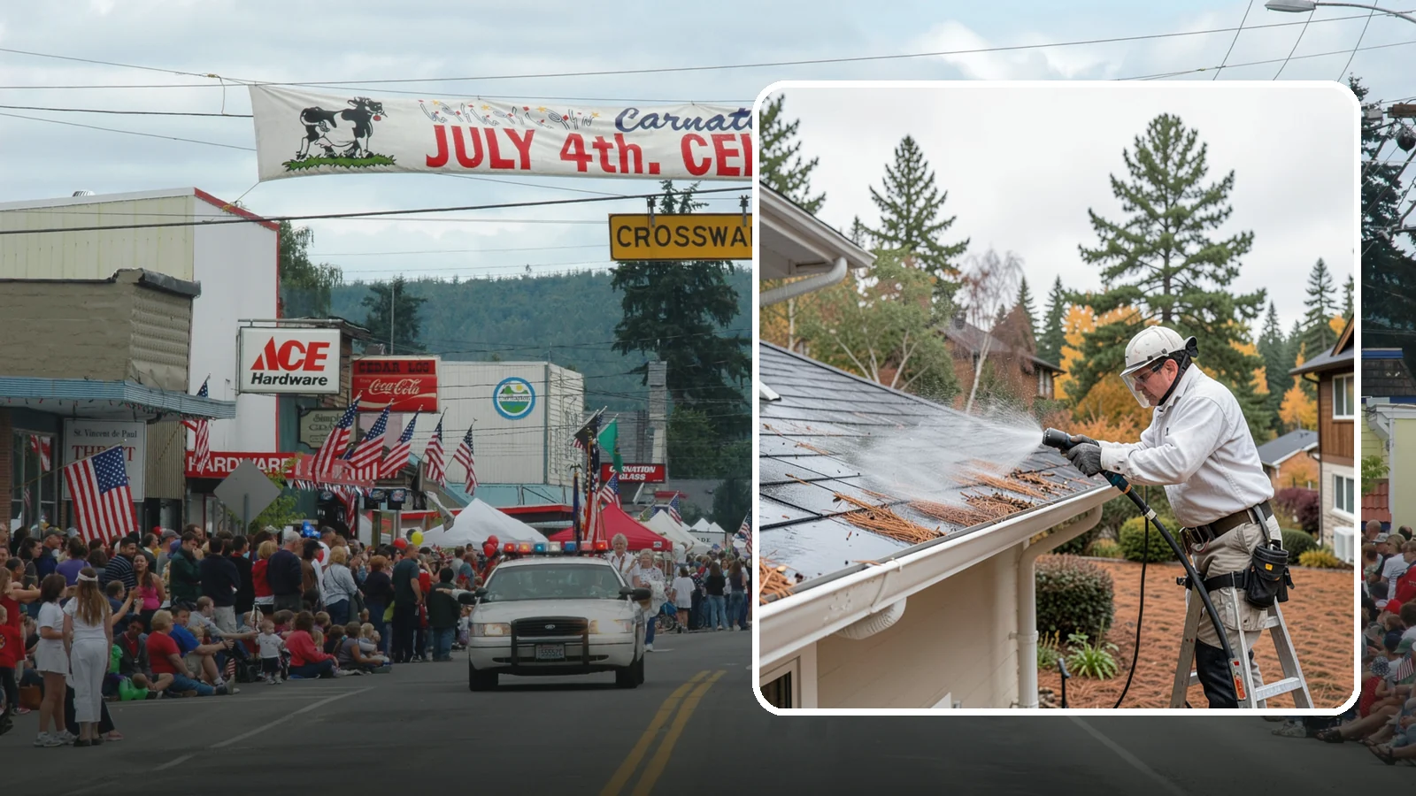 Gutter Guard Cleaning in Carnation, King County, WA - Cleaning of gutter guards and the debris that mats on top of them in needle-heavy Northwest yards.