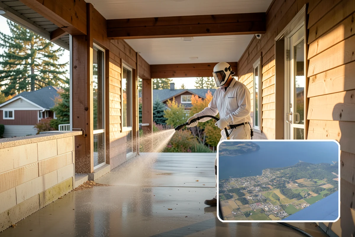 Gutter Guard Cleaning in Coupeville, Island County, WA - Clears matted needles and moss off the guard surface