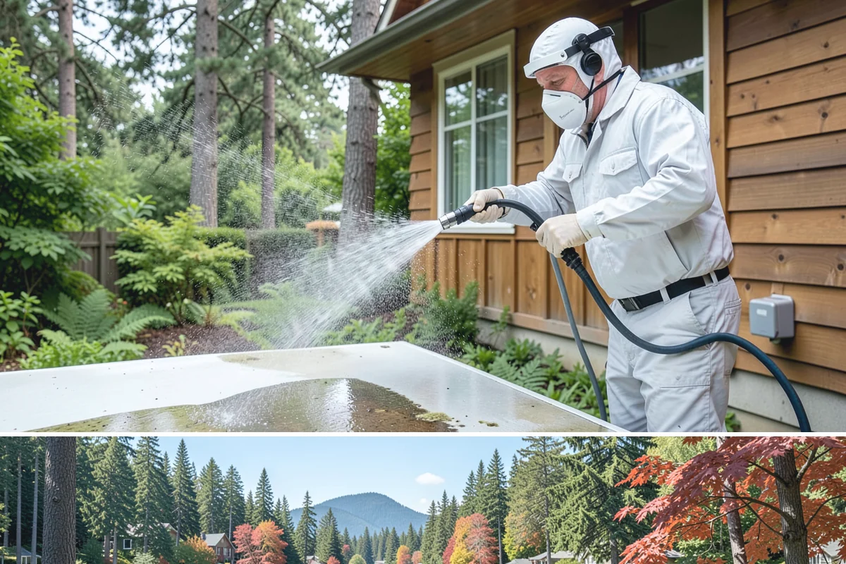 Gutter Guard Cleaning in Covington, King County, WA - Clean guards in late fall and again mid-spring to stay ahead of the needle drop that mats them over.