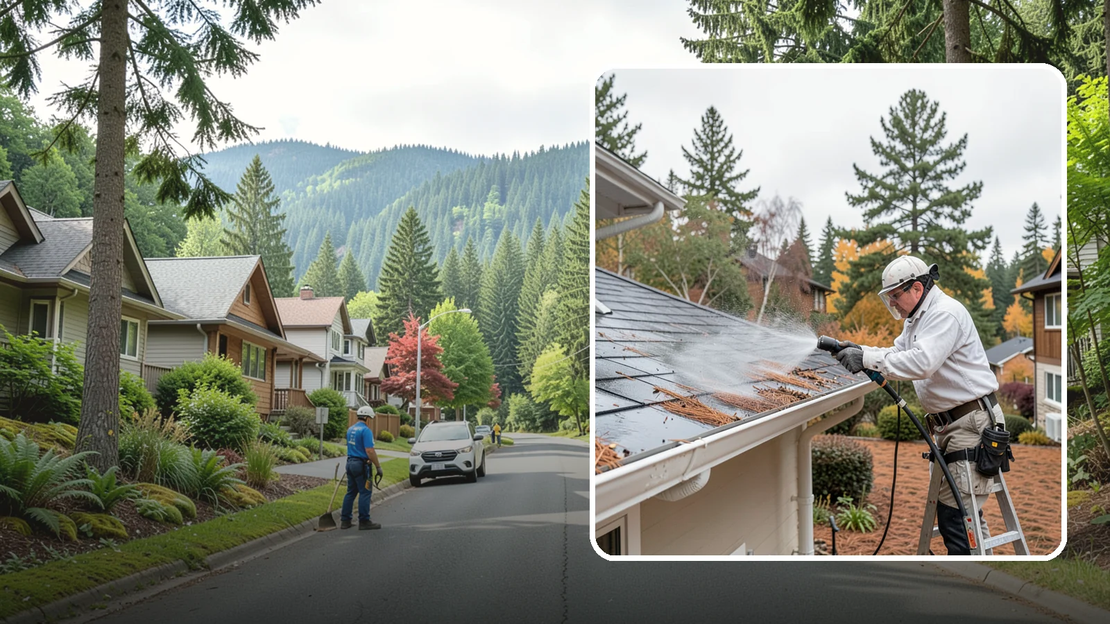 Gutter Guard Cleaning in Darrington, Snohomish County, WA - Cleaning of gutter guards and the debris that mats on top of them in needle-heavy Northwest yards.