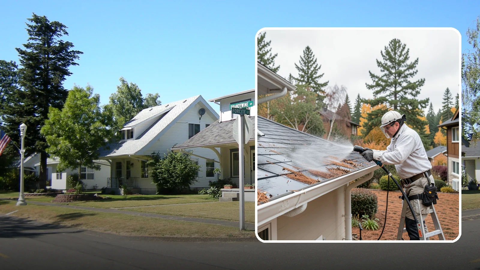 Gutter Guard Cleaning in DuPont, Pierce County, WA - Cleaning of gutter guards and the debris that mats on top of them in needle-heavy Northwest yards.