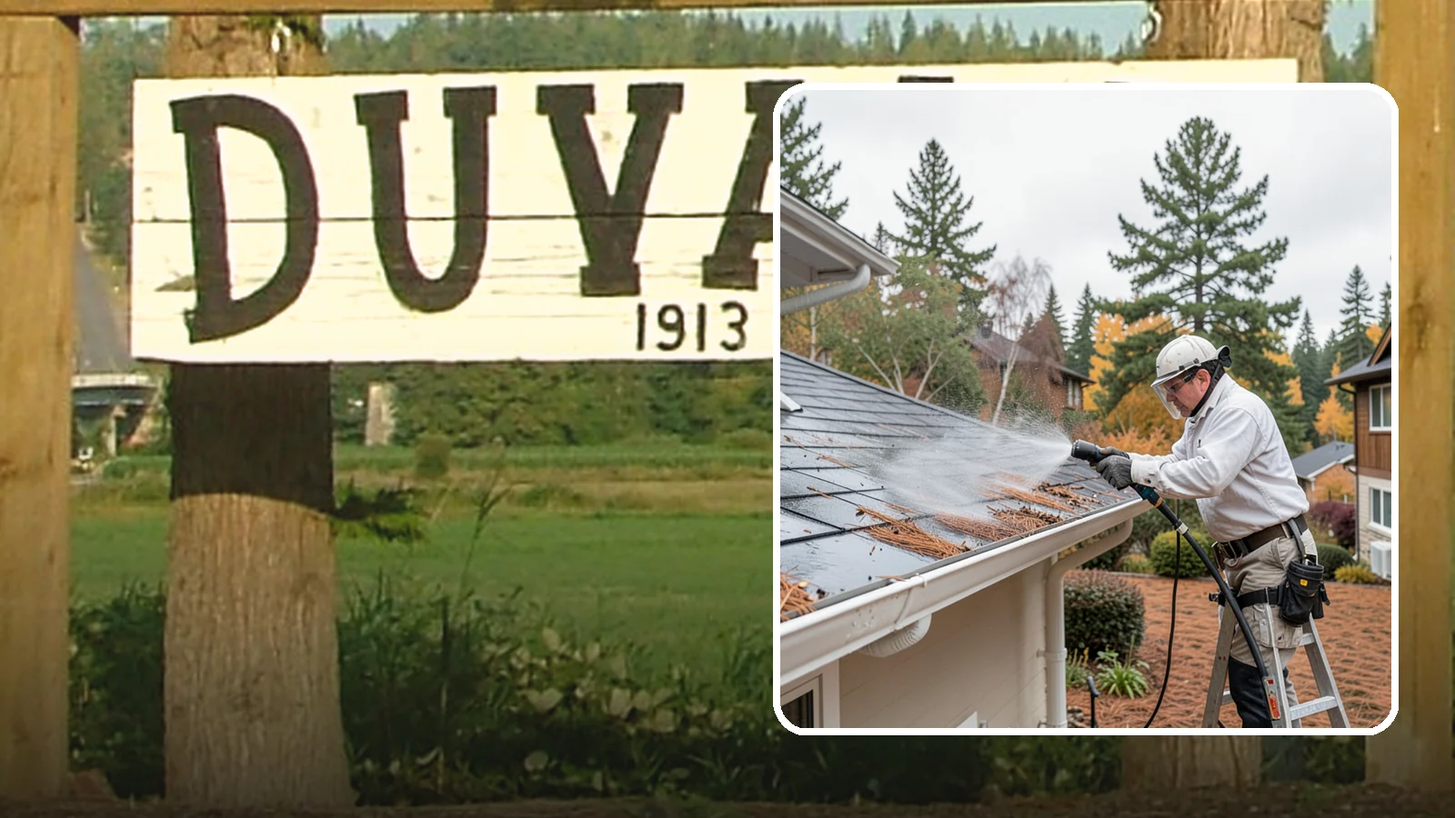 Gutter Guard Cleaning in Duvall, King County, WA - Cleaning of gutter guards and the debris that mats on top of them in needle-heavy Northwest yards.
