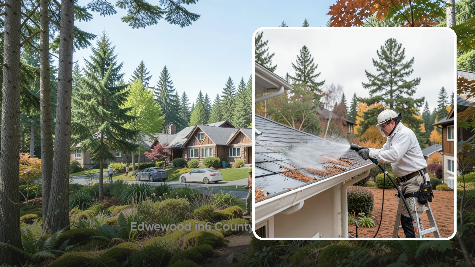 Gutter Guard Cleaning in Edgewood, Pierce County, WA - Cleaning of gutter guards and the debris that mats on top of them in needle-heavy Northwest yards.