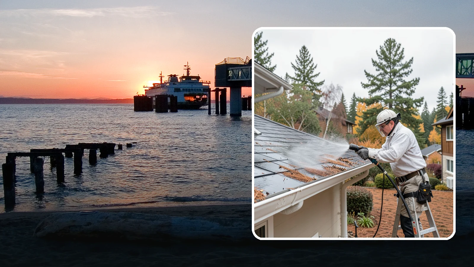 Gutter Guard Cleaning in Edmonds, Snohomish County, WA - Cleaning of gutter guards and the debris that mats on top of them in needle-heavy Northwest yards.