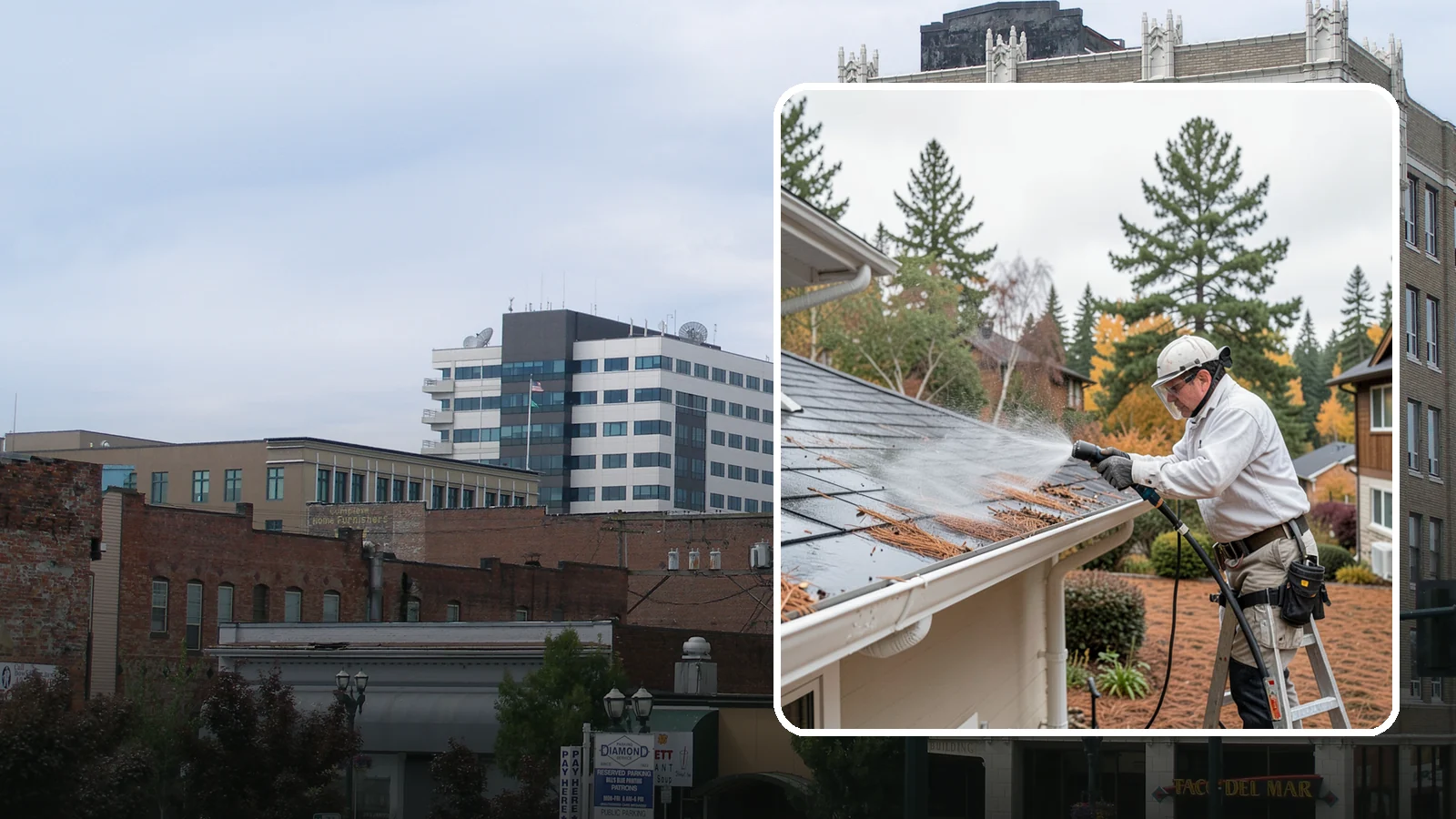Gutter Guard Cleaning in Everett, Snohomish County, WA - Cleaning of gutter guards and the debris that mats on top of them in needle-heavy Northwest yards.
