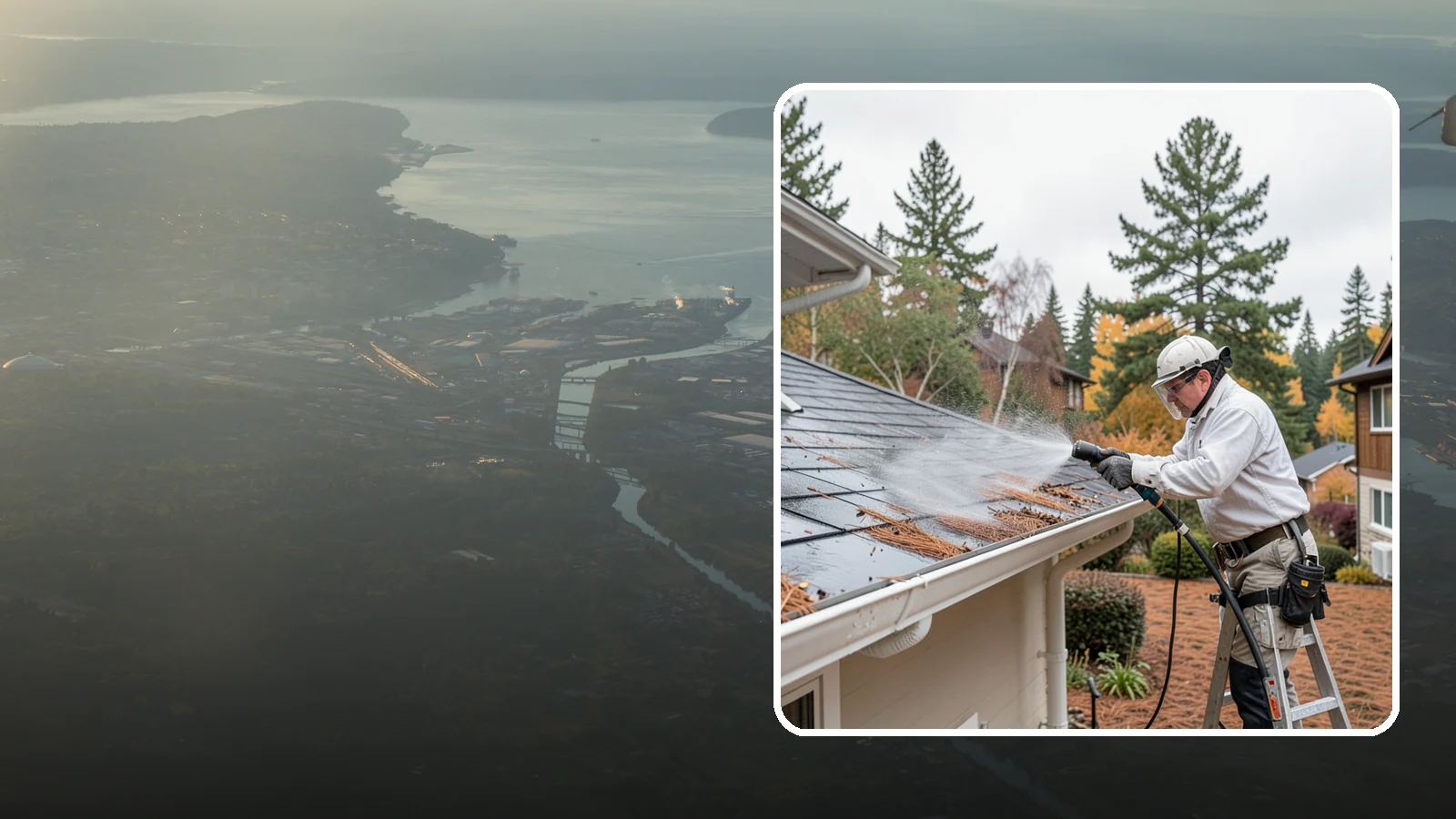 Gutter Guard Cleaning in Fife, Pierce County, WA - Cleaning of gutter guards and the debris that mats on top of them in needle-heavy Northwest yards.