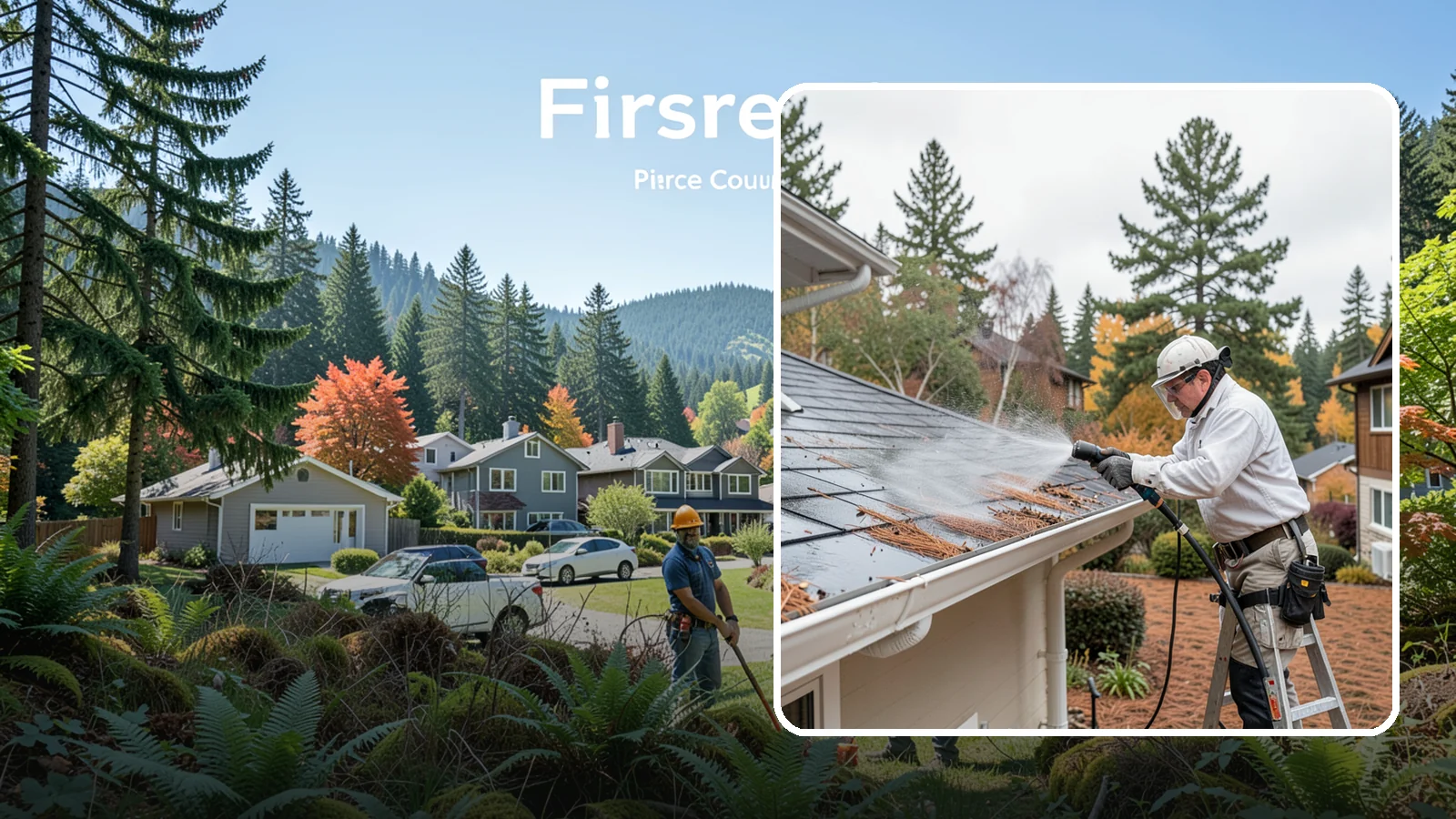 Gutter Guard Cleaning in Fircrest, Pierce County, WA - Cleaning of gutter guards and the debris that mats on top of them in needle-heavy Northwest yards.
