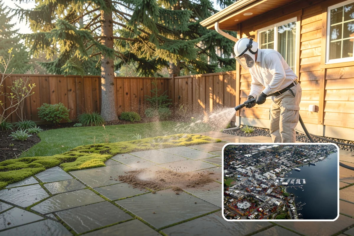 Gutter Guard Cleaning in Kirkland, King County, WA - Clears matted needles and moss off the guard surface