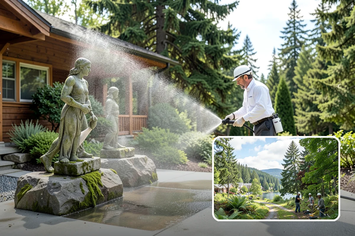 Gutter Guard Cleaning in Lake Forest Park, King County, WA - Clears matted needles and moss off the guard surface