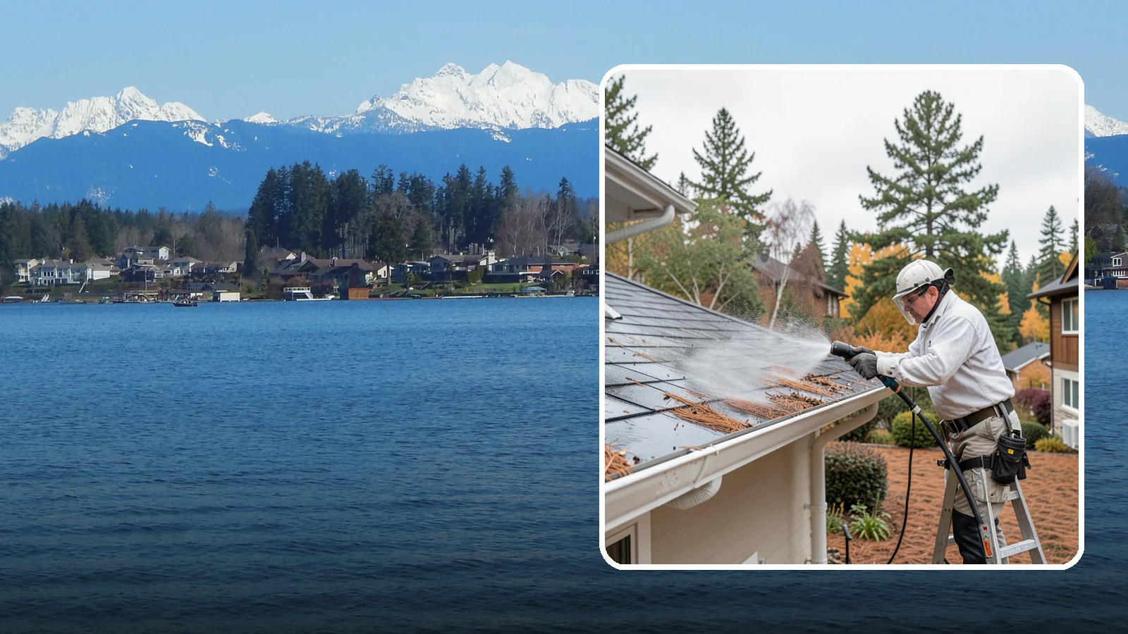 Gutter Guard Cleaning in Lake Stevens, Snohomish County, WA - Cleaning of gutter guards and the debris that mats on top of them in needle-heavy Northwest yards.