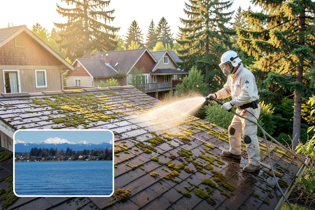 Gutter Guard Cleaning in Lake Stevens, Snohomish County, WA - Clears matted needles and moss off the guard surface