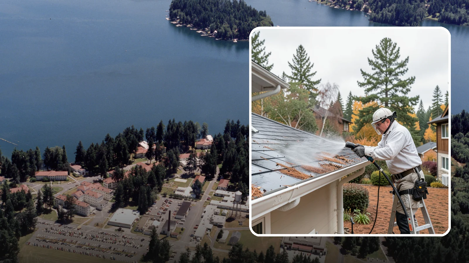 Gutter Guard Cleaning in Lakewood, Pierce County, WA - Cleaning of gutter guards and the debris that mats on top of them in needle-heavy Northwest yards.