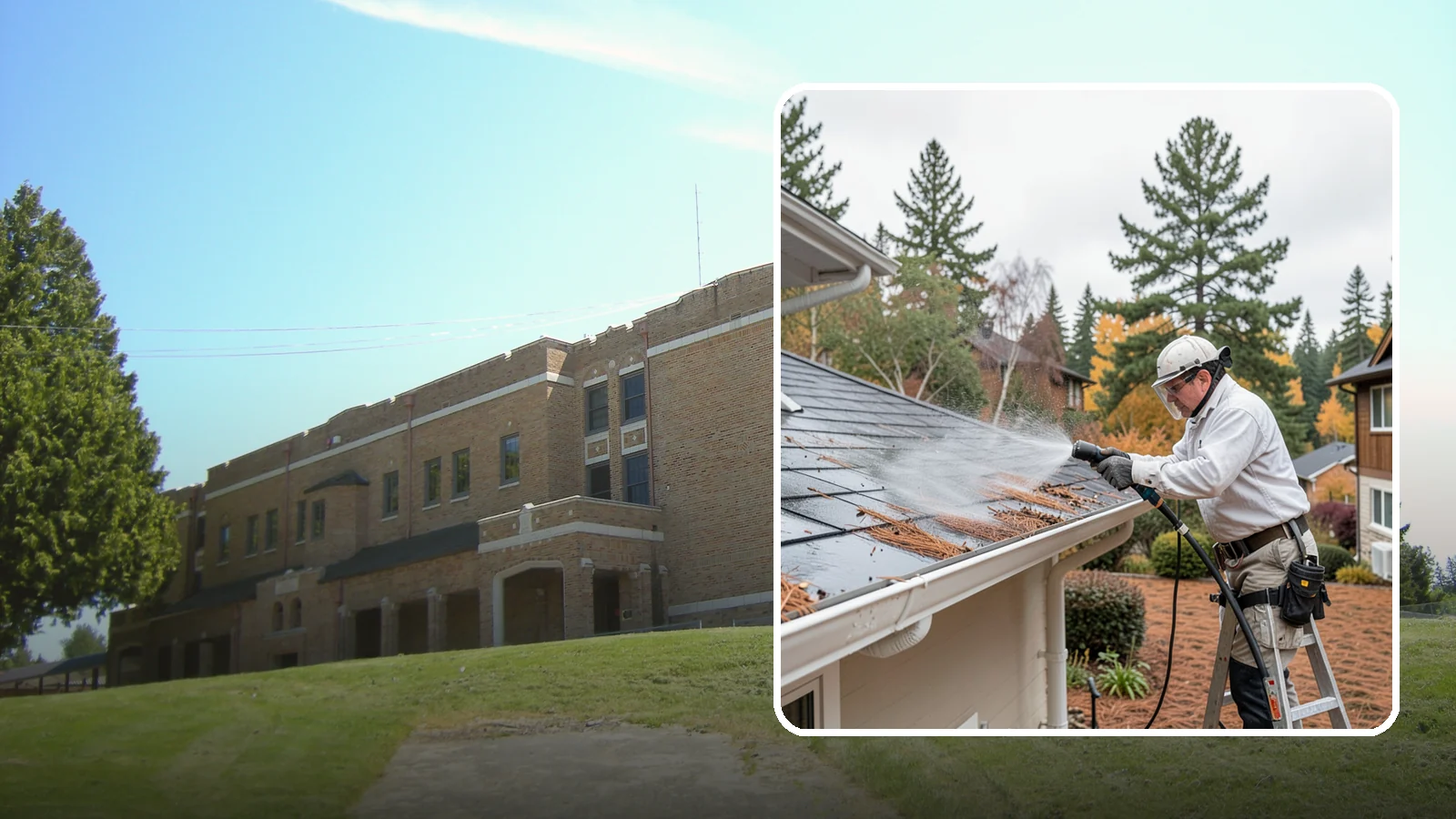 Gutter Guard Cleaning in Maple Valley, King County, WA - Cleaning of gutter guards and the debris that mats on top of them in needle-heavy Northwest yards.