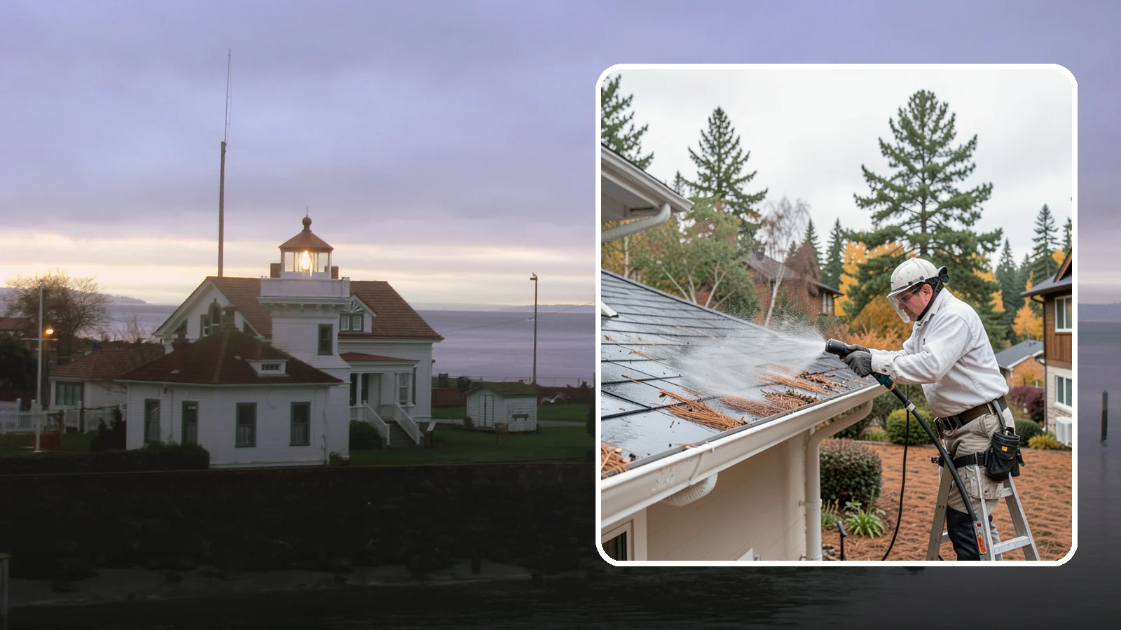 Gutter Guard Cleaning in Mukilteo, Snohomish County, WA - Cleaning of gutter guards and the debris that mats on top of them in needle-heavy Northwest yards.